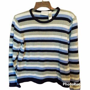 Liz Claiborne Crew Neck Striped Preppy Sweater Medium